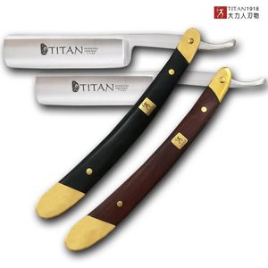 Titan manche en bois hommes outils de rasage rasoir à cheveux rasoir droit en acier inoxydable 240228