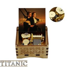 Titanic Movie My Heart Will Go On Music Box Golden Mechanical Wooden Love Box Musical Box Wife Girlfriend Birthday Ports