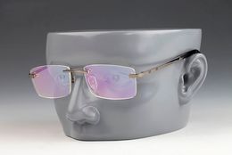 Gafas de aleación de titanio Marco para hombre Ultraligero Cuadrado Miopía Anteojos recetados Gafas de sol sin marco de metal Marcos ópticos de moda Gafas de tornillo