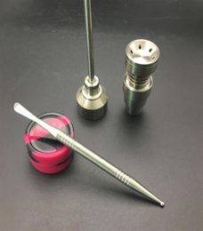 Titanium Banger Nails Bong Tool Set 1418mm sans Dorseless Grade 2 Smoking Nail Cap Capon Dabber Dab Rig Greater Water Pires25083565302