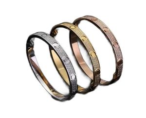 Titanium Bangle Steel 3 fila Pulsera de diamante completa Mujeres Menores Chirstmas Bracelets Distancia Distancia Regalo con bolsa de terciopelo 20 Tamaño de color Q9