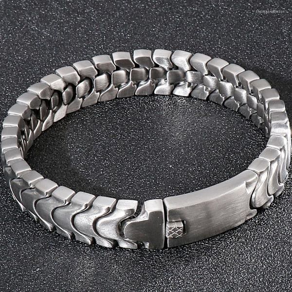 Pulsera de titanio Hombres 12 MM Acero inoxidable mate Hombres en la mano Bandas Pulseras Joyas masculinas Iron Mannen Brazalete Venta al por mayor Cadena de eslabones