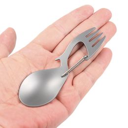 Titanium Camping Tableware Spoon Botella abrebotella al aire libre Picnic Hoble