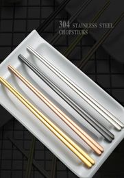 Titanium Chopsticks chinos Silver Hashi Negro 304 Acero inoxidable Mirador de sushi Polacio Reutilizable Metal Chop Sticks7193119