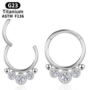 Titanium Clicker Piercing Zirkoon Neusring G23 Oorbellen Tragus Septum Helix Lichaam Sieraden Kraakbeen Daith Charmante Vrouwen Labret