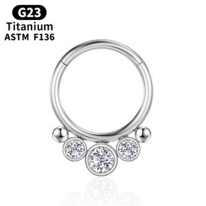 Titanium Clicker Piercing Zirkoon Neusring G23 Oorbellen Tragus Septum Helix Lichaam Sieraden Kraakbeen Daith Charmant