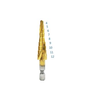 Titane enduit de trous en métal enduit outils de forage noyau ensemble 4-12 mm 4-20 mm 4-32 mm HSS Groove étape de perceuse pour le travail du bois