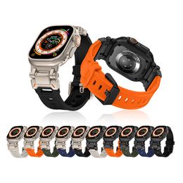 Adaptateur métallique en acier de couleur titane, bracelets en TPU, bracelet en silicone pour Apple Watch Series 3 4 5 6 7 8 9 SE Ultra 2 iWatch 42 44 45 49 mm