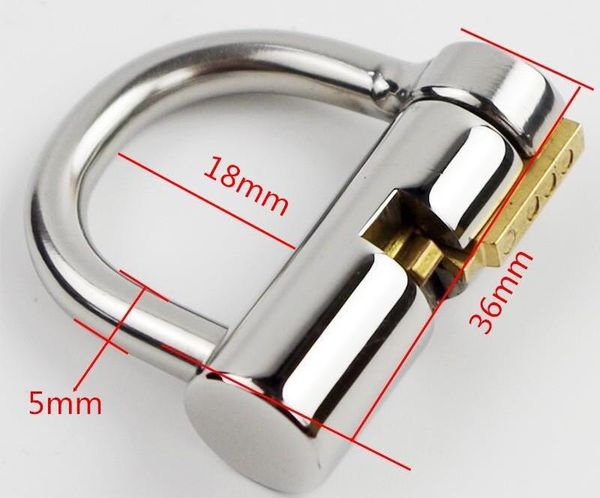 Titanio D-Ring PA Lock Glans Piercing Dispositivo de castidad masculina Pene Arnés Restricción Correas Ajuste, PA Punción,