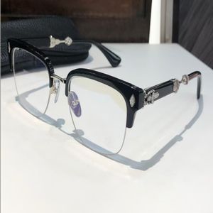 Eyeglasse en titane Silver Black Half-Frame Pull Clear Lens Men Men Fashion Sunglasses Frames avec boîte 339p