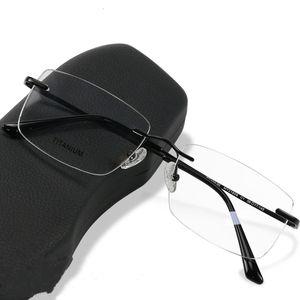 Lunettes en titane Cadre sans monture Lunettes optiques sans cadre pour hommes et femmes Lunettes de lecture d'ordinateur Blocage UV Gaming Vintage Rectangle transparent