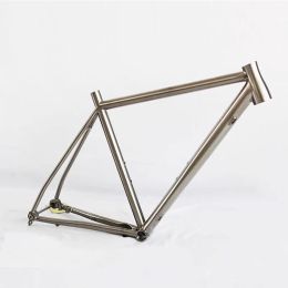 Titanium Gravel Road Bike Frameset Frame Fork Drop Standstand Stam, SeatPost Headsets Clem, Achter THRU AS