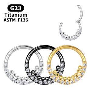 Titane Helix Piercing Zircon nez anneau cerceau diaphragme or Cartilage femmes Tragus Clicker boucles d'oreilles Septum bijoux de corps