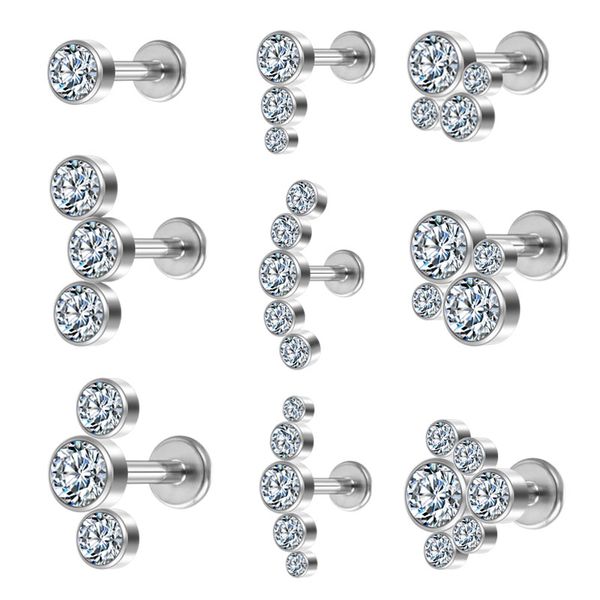 Piercing à lèvres en titane, Tragus Helix, clou industriel, Septum, Labret, Cartilage, boucles d'oreilles, Segment de charnière en cristal, G23, bijoux pour le corps Sexy