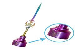 Outil de sculpture de cire à ongles en titane, Dabber en forme d'épée en titane violet avec capuchon en carburateur en titane 4926466