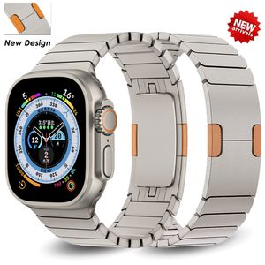 Titanium Orange Strap For Apple Watch 8 Ultra 49mm 45mm Link Bracelet Loop For iWatch 7 41mm 6 5 4 44mm 42 Stainless Steel Band