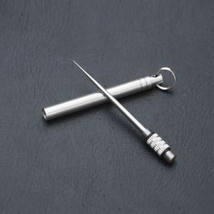 Titanium outdoor edc portable multifunctional toothpick bottle fruit fork camping tool toothpick tube