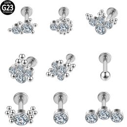 Piercing en titane pour Cartilage Tragus G23 Labret, clou à lèvres en cristal industriel, charnière, Segment de diaphragme, boucles d'oreilles Helix, bijoux pour le corps