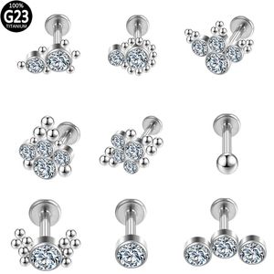 Titanium Piercing Kraakbeen Tragus G23 Labret Industriële Kristallen Lip Stud Scharnier Segment Diafragma Oorbellen Helix Lichaam Sieraden