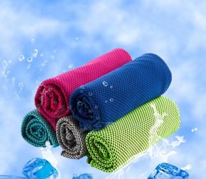 Titane Sport Accessoires 30X90CM Glace Froide Serviette De Sport Refroidissement D'été Coup De Soleil Exercice Polyester Doux Respirant 10 Couleurs