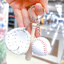 Titanium Sport Accessoires Sac Softball Stitch Cuir Chaîne ronde Baseball Ovale Porte-clés Corde Corde Collier Drop Livraison Otyhw