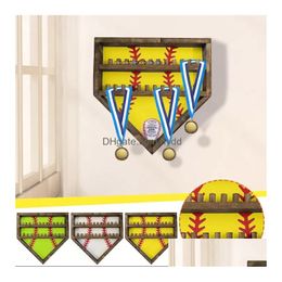 Titanium Sport Accessories Accessories Championship Ring Display Stand Decorated Baseball Medal Gift Box Wood Crafts en Wall Signs Drop Lever Dh4ca