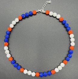 Accessoires de sport en titane mode strass brillant boule ronde chaîne de diamant collier de perles de cristal pour femmes pour les amateurs de joueurs de baseball