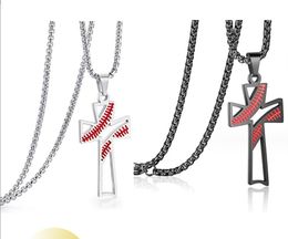 Titanium sport accessoires Hollow Cross Stitches ketting strikeout K honkbal met bal op de bovenste ketting mama mama