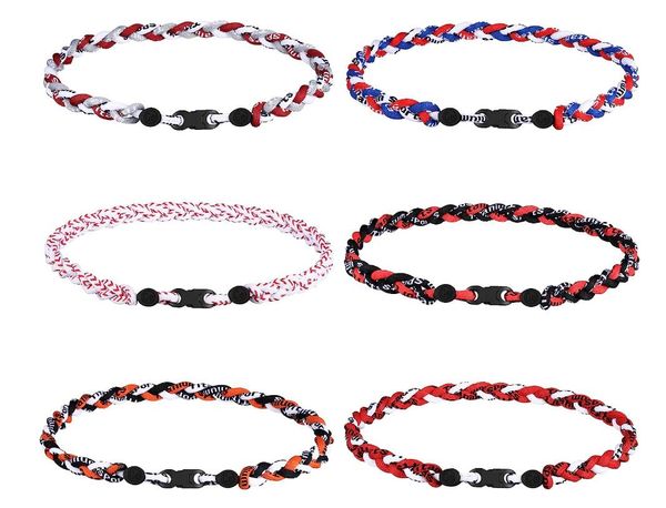 Titane Sport Accessoires lot Softball Baseball Colliers pour Garçons Baseball 3 Corde Tressée Tornado Collier Softball Cadeaux Fans Joueur Couleurs Assorties