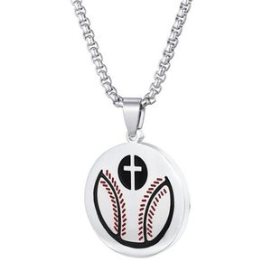 Titanium Sport Accessoires Ronde Cross Baseball Bat Ketting Hanger Goud Zilver Zwart Kleur Roestvrijstalen Softball Hangers Necklace