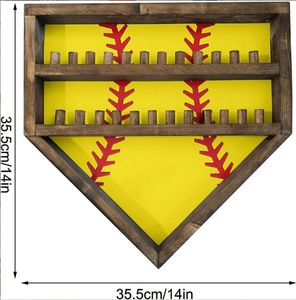 Muestras de accesorios deportivos de titanio Anillo de béisbol de softbol de madera Placa de inicio Soporte de exhibición de anillo de campeonato apilado con cordones grabados