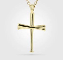 Titanium Sport Accessoires Zilver Goud Rvs Originele Honkbalknuppel Kruis Bijbel Verse Ketting Christelijke Religie Sieraden Gift voor Lover