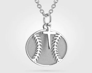 Accessoires de sport en titane argent OR STERLING MINI BRACELET DE BASEBALL EN OR CHARM AVEC DANGLE CROSS Bible Verse Collier Christi5231029