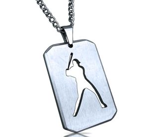 Accessoires de Sport en titane, plaque de maison en argent, pendentif découpé de Baseball avec chaîne, collier en acier inoxydable plaqué or