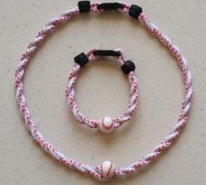 Accessoires de sport en titane perle de balle molle baseball tisse baseball torsion porte-clés pas rapide pendentif colliers longue chaîne 18 '' 20 '' 22 ''