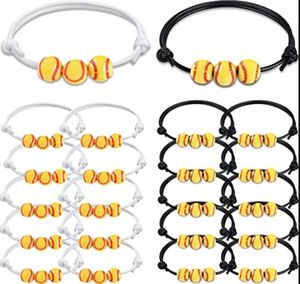 Accessoires de sport en titane Bracelet à breloques de softball réglable avec corde tressée Bracelets de balle de sport pour adultes adolescents Sports Cadeaux de fête d'anniversaire Faveurs