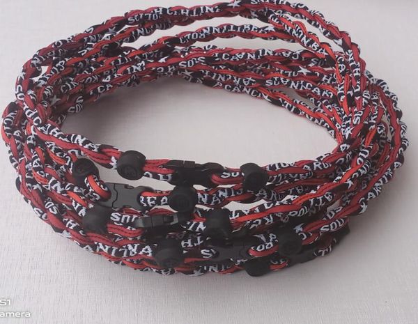 Accessoires de sport en titane, tissage torsadé, collier de perles GE, collier à triple corde Germanium Titaniums, colliers de sport ioniques de 20 pouces, mélange de couleurs de baseball et de softball