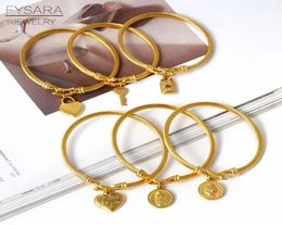 Titane Bracelets de manchette de câble en acier inoxydable Bracelets Clé Bracles pour femmes Pulseiras Gold Charms Lover Bijoux 2964381
