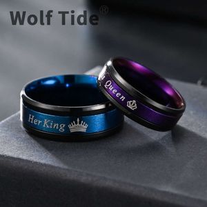 Bague de Couple en titane et acier inoxydable, accessoires créatifs populaires pour bagues de doigt pour femmes et hommes, fiançailles de mariage, Anillos esthétique