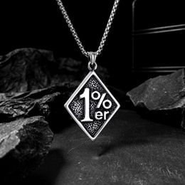 Titanium roestvrijstalen hangende tag hanger ketting gepersonaliseerde punk rock hiphop trendy heren 1% rechte rapper kettingen sieraden accessoires groothandel