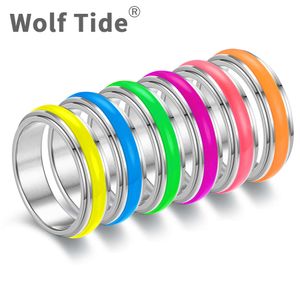 Titanium roestvrij staal nachtgloed roterende lichtgevende ring voor mannen vrouwen decompressie angstbestendig vingerringen band sieraden accessoires groothandel goedkoop