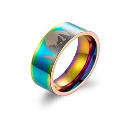 Titanium Ring Wolf en acier inoxydable à Moonlight Night Forest Wolf Prairie Wolf Ring Jewelry for Man8242934