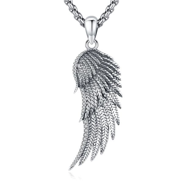 Titanium Steel Angel Wing Pendant Collier Charme des bijoux Angel Cadeaux pour femmes Girls Men 20 