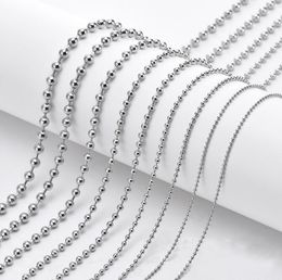 Collier chaîne de perles en acier titane, 3mm 3.2mm 16-24 pouces, multi-spécifications, fermoir à homard adapté pour pendentif
