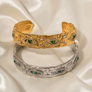 Titanium stalen armband 18k goud roestvrij staal Malachiet Devil Eye Opening armband sieraden