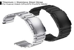 Titanium stalen clasp -riem voor Huawei Watch 3 Band GT 2 Pro GT2 Watchband voor Honor MagicWatch2 46mm GS Pro Bracelet Polsband H3531246