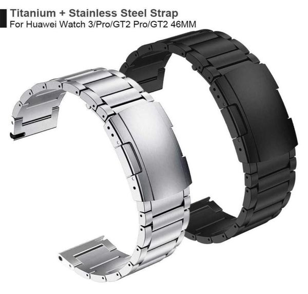 Titanium Steel Clasp Sangle pour Huawei Watch 3 Band GT 2 Pro GT2 Watchband for Honor MagicWatch2 46mm GS Pro Bracelet Bracelet H4056892