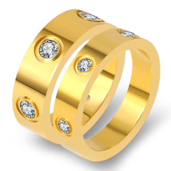 Titane acier classique bijoux en gros diamant complet lettre amour bague de mariage noir et blanc couleur sélectionner hommes et femmes couple H anneau
