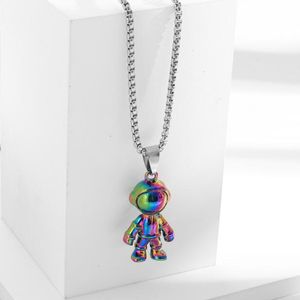 Titanium staal kleurrijke astronauten hanger ketting mannen hiphop mode sieraden