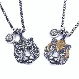 Titanium staal creatief Mighty Tiger Head Hangketting Retro niche mannelijke trend Persoonlijkheid Hip Hop coole sieraden accessoires